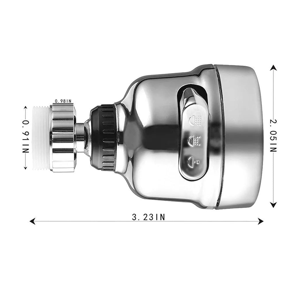 White and grey ABS faucet booster shower with 3-mode spray and 360-degree rotation for round taps