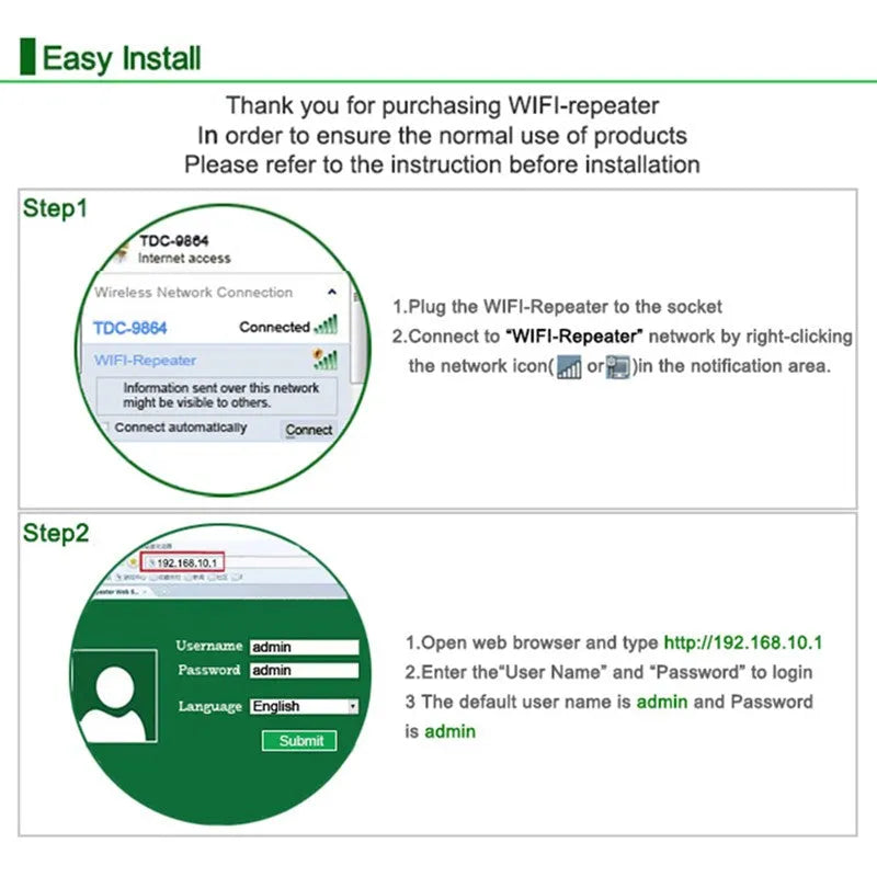 White and black WiFi repeater with two integrated antennas, 75x90mm, 300Mbps for UK plug