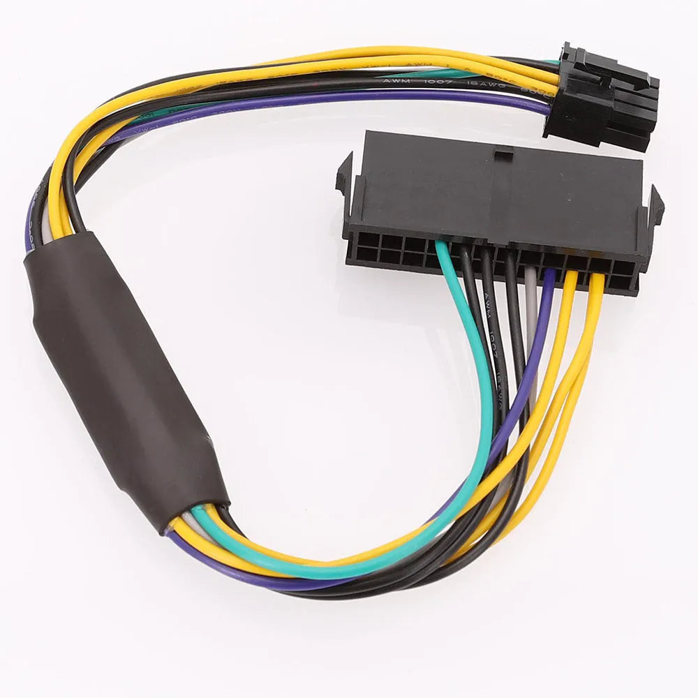 Black ATX 24-pin to DELL 8-pin motherboard power adapter cable, 30cm long