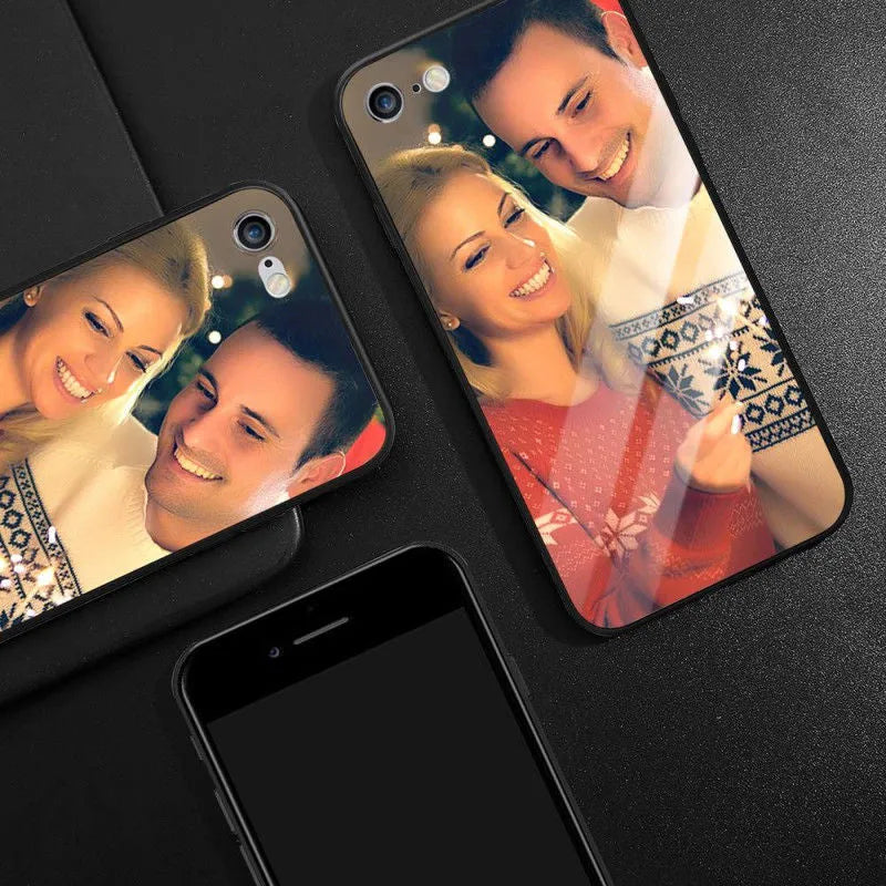 Custom patterned ultra-thin protective case for Apple iPhone models with raised camera and screen edges.