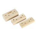Set of three solid wooden hangboards for grip strength training, shown in different lengths and thicknesses.