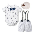 Cotton baby boy triangle romper in blue or white with European style design
