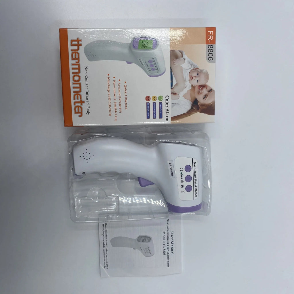 White digital non-contact thermometer with infrared sensor for temperature measurement