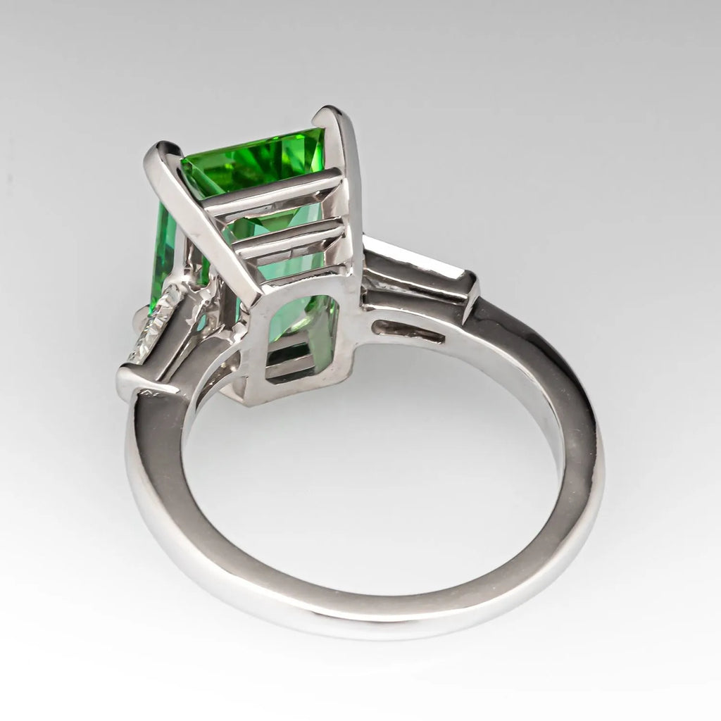 Square emerald ring green electroplated copper geometric ring for women size No 6 to No 10