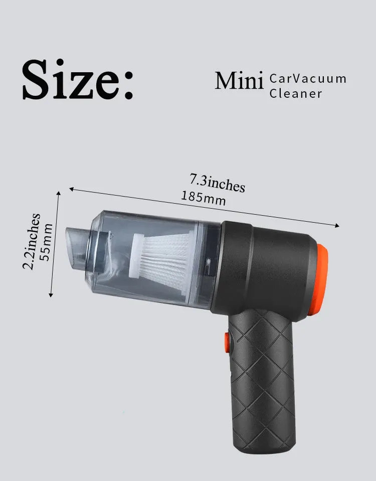 Mini car vacuum cleaner black wireless strong suction appliance for auto interior and home use