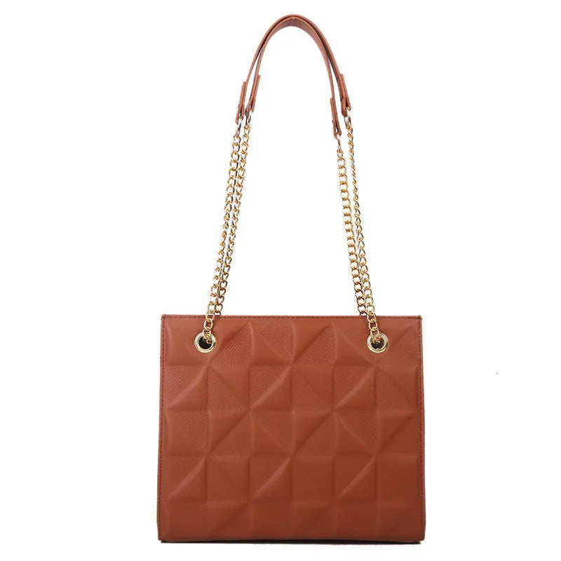 Women's casual shoulder messenger bag in PU with plaid and rhombus pattern horizontal square shape, multiple colour options
