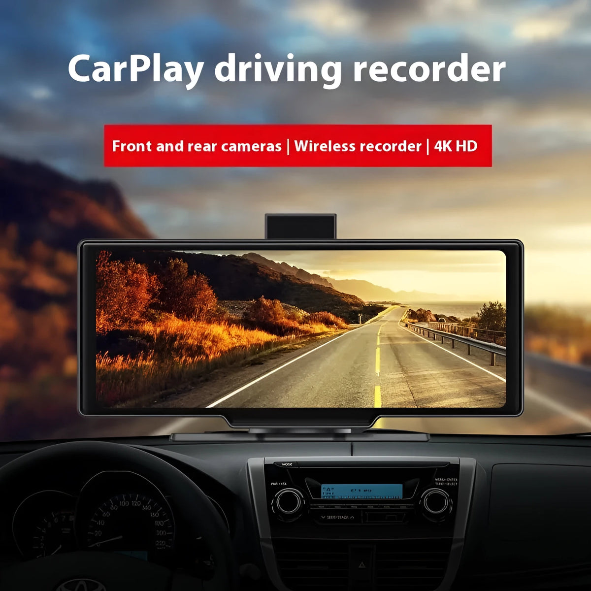 1026-inch black wireless Carplay recorder multimedia car with capacitive touch screen and optional dashcam function