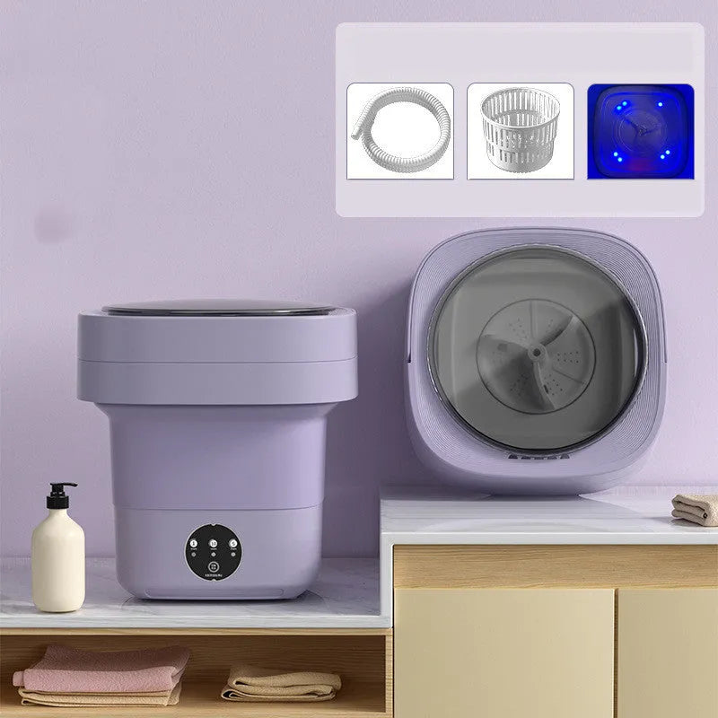 Foldable portable washing machine in pine forest green colour with drain accessories