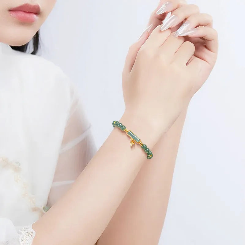 S925 sterling silver women's bracelet with blue round beads and high-rise modelling