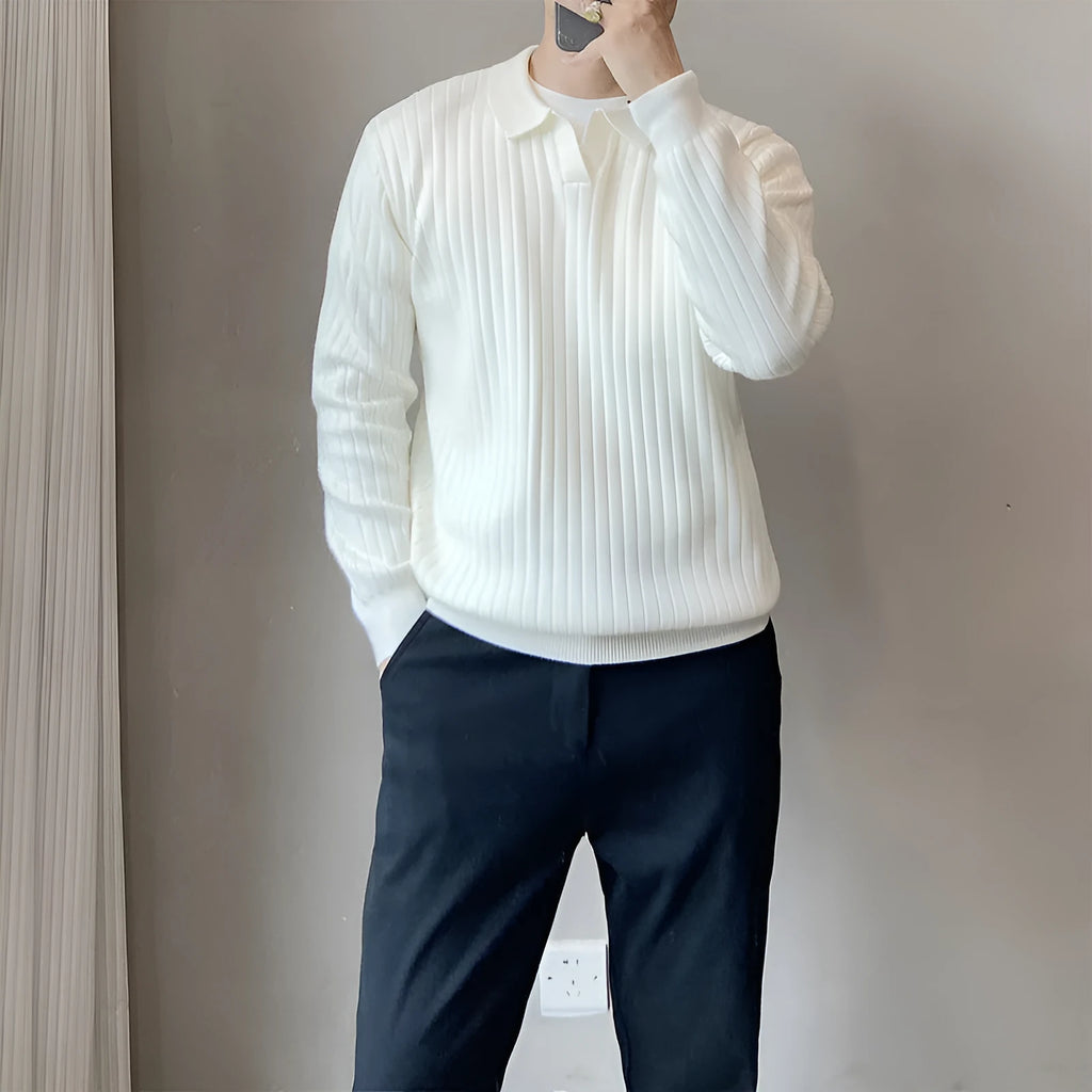 Men's loose knit sweater in army green colour with textured rabbit fur modal fabric