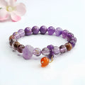 Natural nine purple amethyst and red agate crystal bracelet with 8mm beads