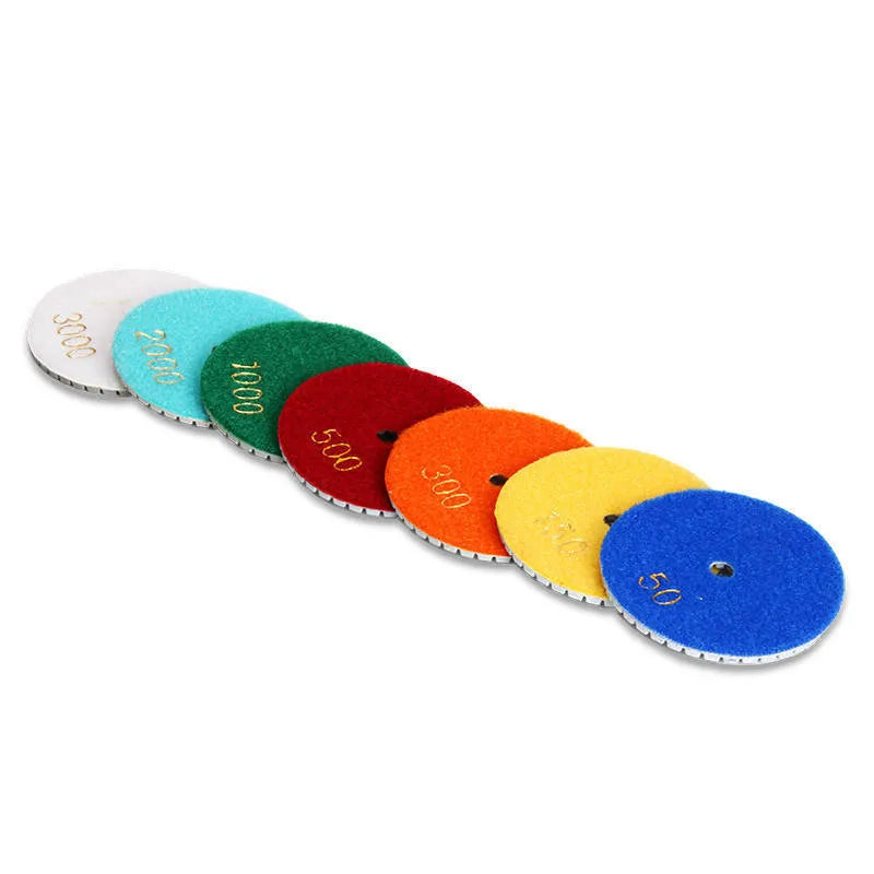 Set of 10 stone polishing pads with 80mm diameter for granite and concrete surfaces