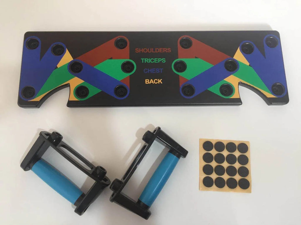 Black ABS POM push-up stand with two armrests and a 300 x 180 x 36 mm support board.