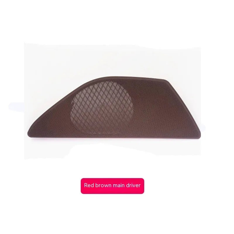 BMW 5 Series car door speaker cover in beige, shown with dimensions for scale.