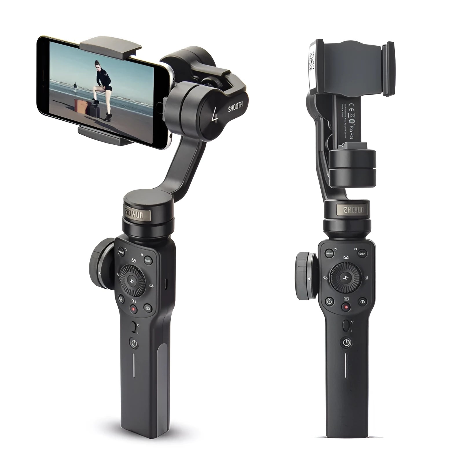 Black ABS mobile phone shooting stabilizer handheld device with 12-hour battery life