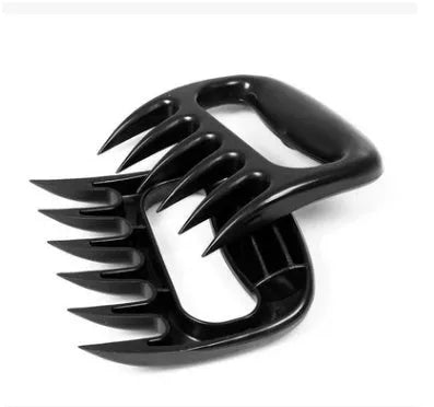 Black barbecue meat claw fork set with decorative patterns for meat shredding and food preparation