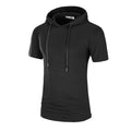 Men's regular fit cotton hooded t-shirt in army green with kangaroo pocket, front view