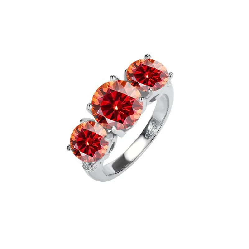 Silver moissanite women's ring with geometric starry sky band, 1ct to 4ct stone and US 5 to 12.5 sizes