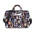 Black polyester laptop tablet bag with printed letter pattern, 13 inch size, waterproof anti-seismic unisex carrying case