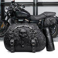 Black PU leather motorcycle modified side luggage pair mounted on motorcycle frame