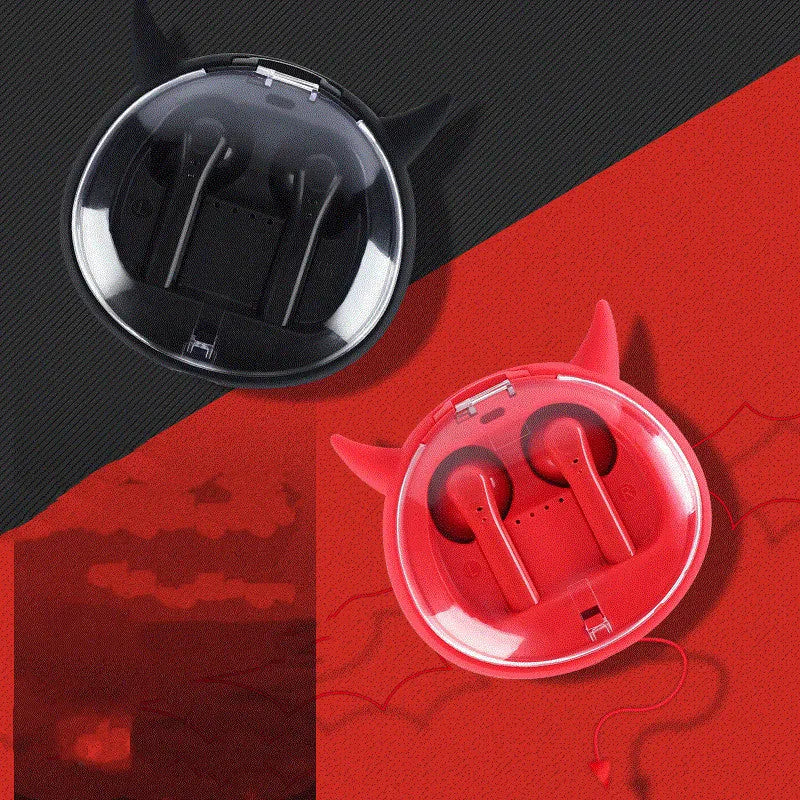 Macaron Red TWS Bluetooth 5.0 wireless headset with in-ear design and compact dimensions