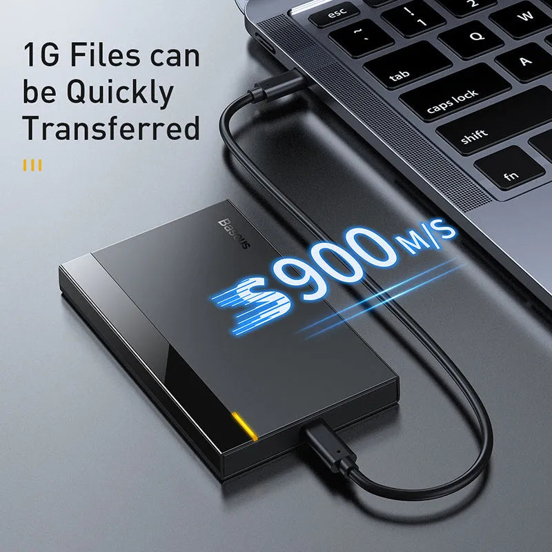 Universal 2.5-inch SATA hard disk enclosure in aluminium alloy shell with smart hibernation support and included cable