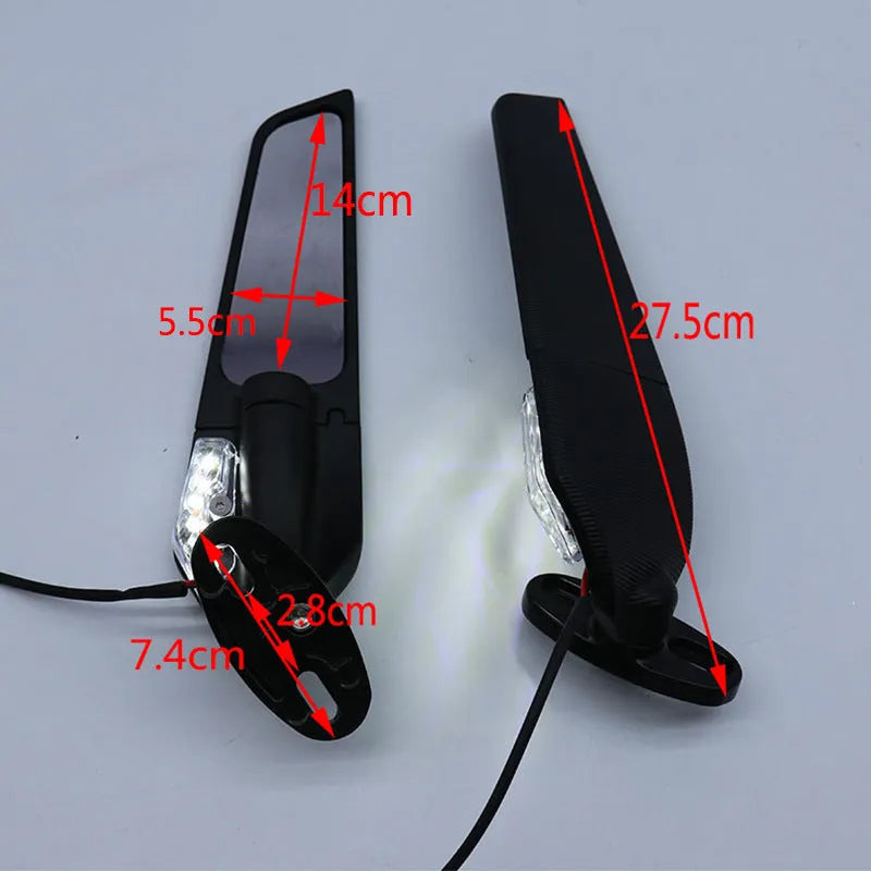 Pair of yellow aluminium motorcycle rearview mirrors with convex glass lenses on a 6mm thread mount.