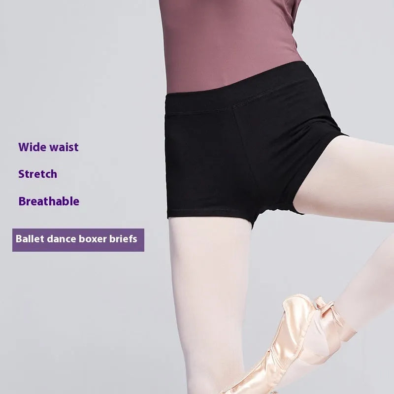 Black solid colour cotton dance pants for women's ballet practice and fitness exercise.