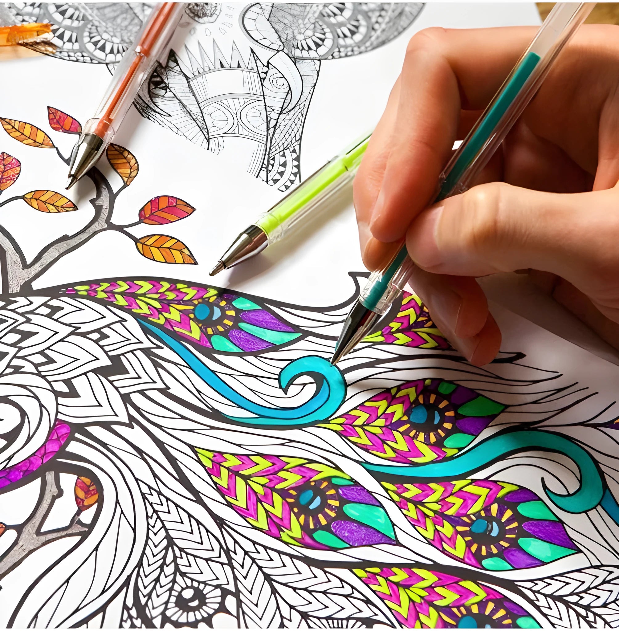 Pack of colour gel pens highlighting the large 2.2mm inner diameter ink reservoir.
