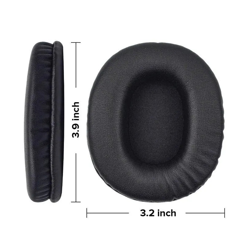Black soft PU leather replacement earmuff covers for Sony 1R headphones, set of two pieces.