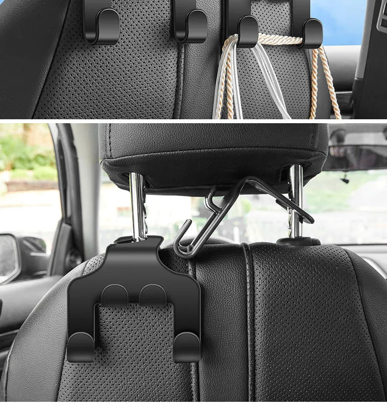 Two-piece car multifunction hook set made from black ABS material