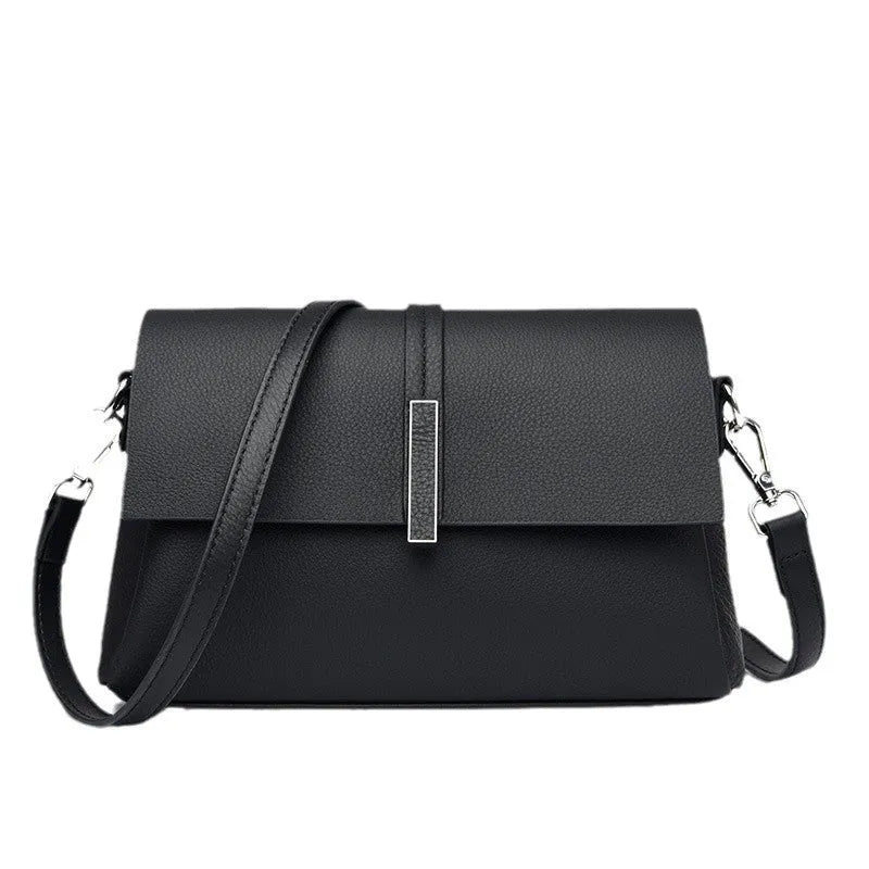 Women's cowhide tote bag in genuine leather, 24x15x9 cm, soft shoulder messenger bag with double straps, black gray wine red.