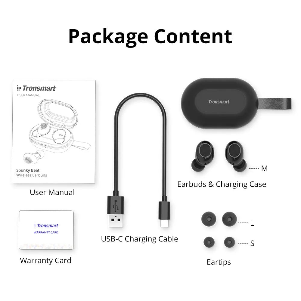 Tronsmart Spunky Beat wireless Bluetooth earphones with touch controls in SetA or SetB colours.
