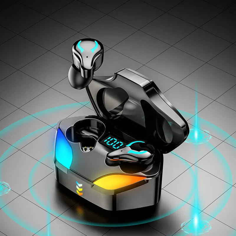 Black in-ear Bluetooth gaming headset with no delay for mobile e-sports on smartphone