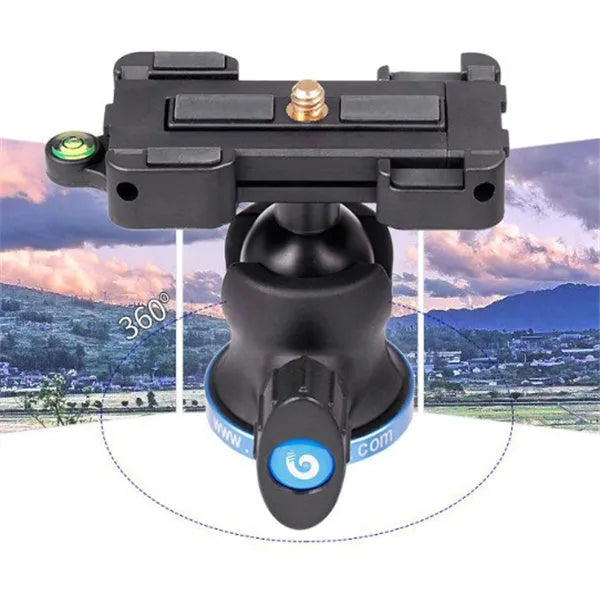 Black desktop tripod holding a mobile phone, showing adjustable bracket and plastic-aluminium construction
