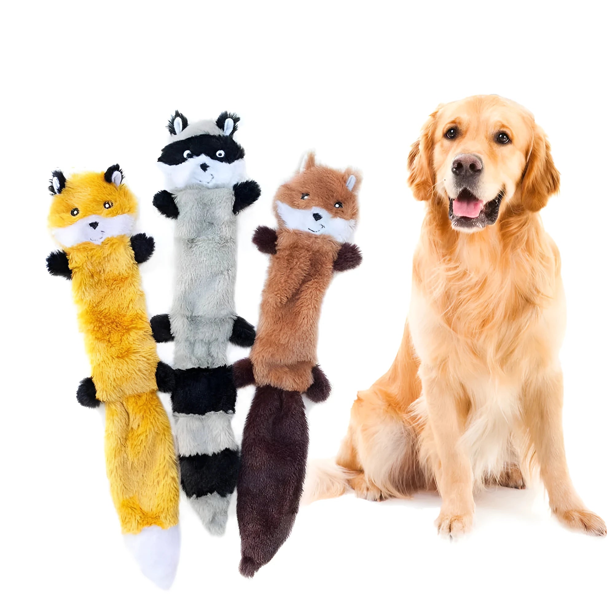 Brown plush carrot-shaped dog toy with squeaker measuring 46cm long