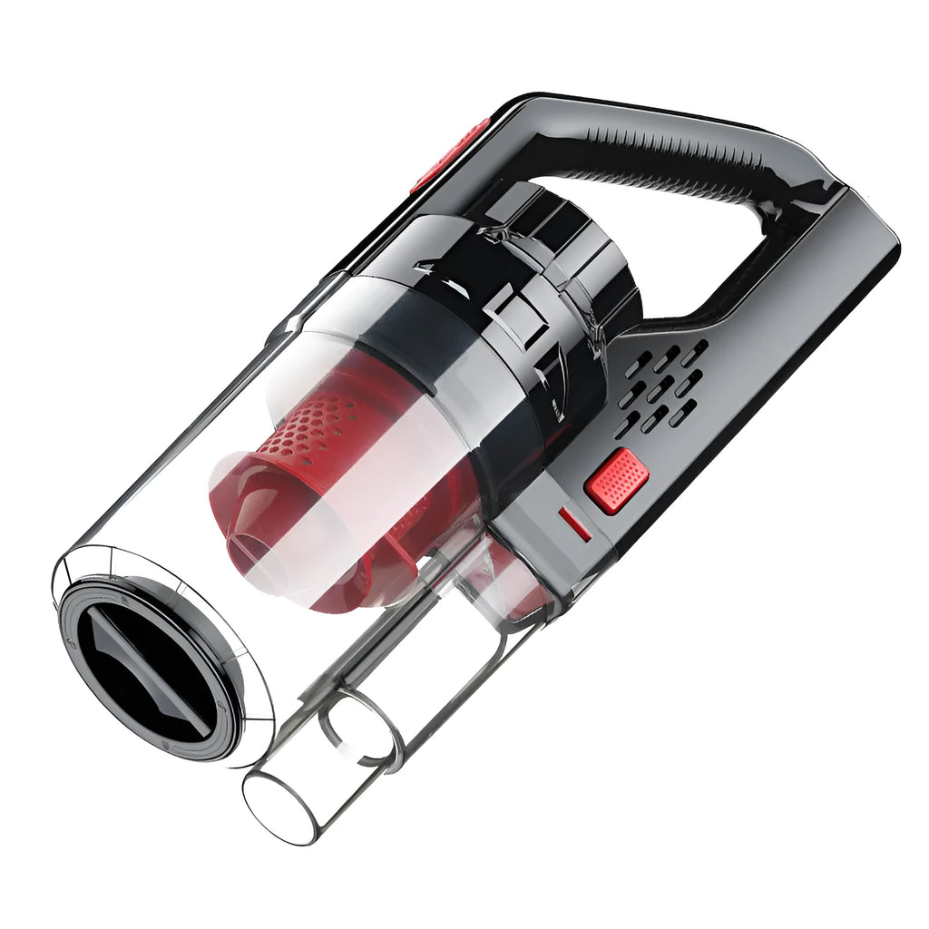 Portable wired car vacuum cleaner in grey with red, 150W 7000mbar suction, PC body