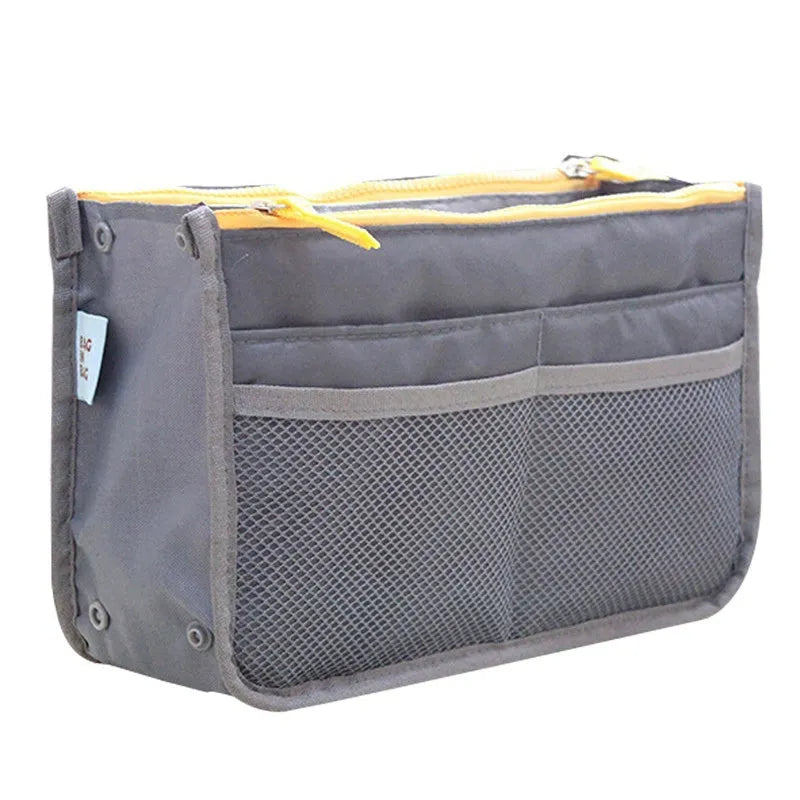 Nylon ladies makeup cosmetic bag, 28cm by 10cm by 18cm, with zipper closure, available in multiple colours