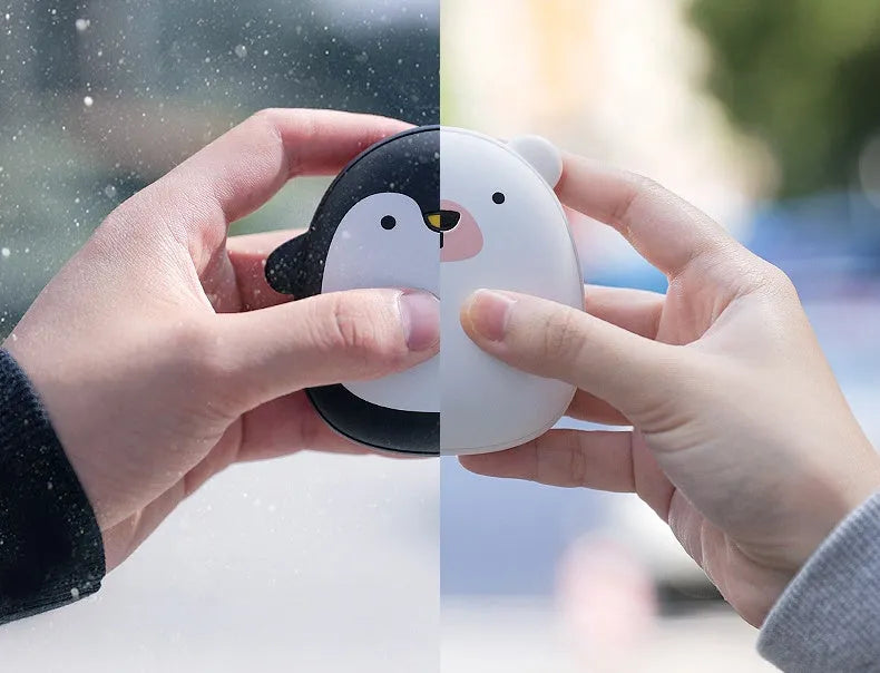 Cartoon penguin and polar bear USB rechargeable electric hand warmers with double-side heating