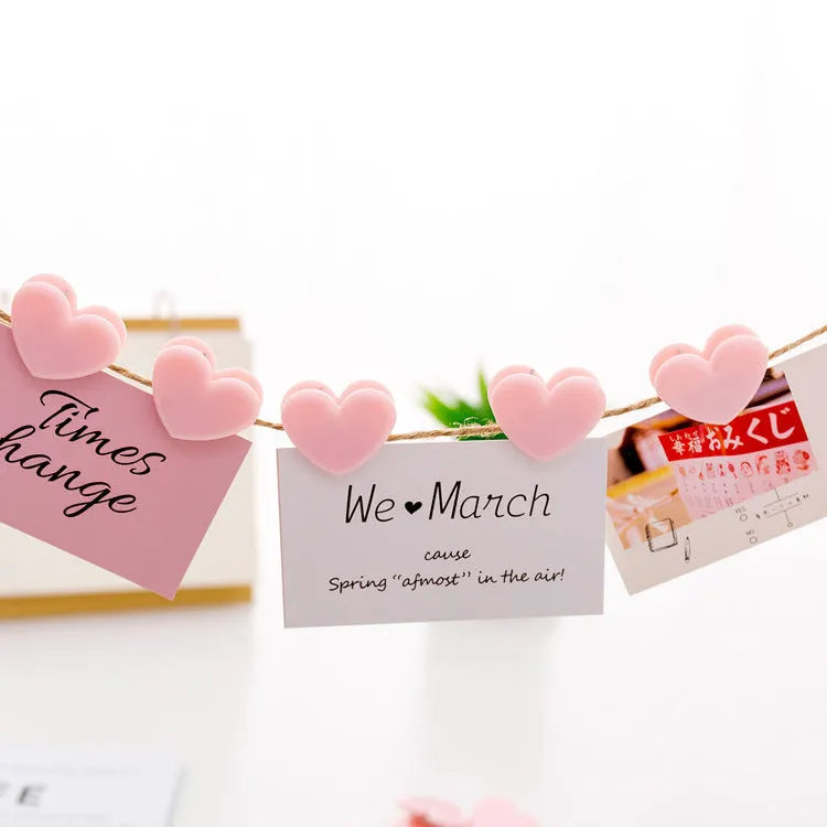 Pink love heart clip 3.2cm x 2.5cm photo decoration clip with 4.5g net weight