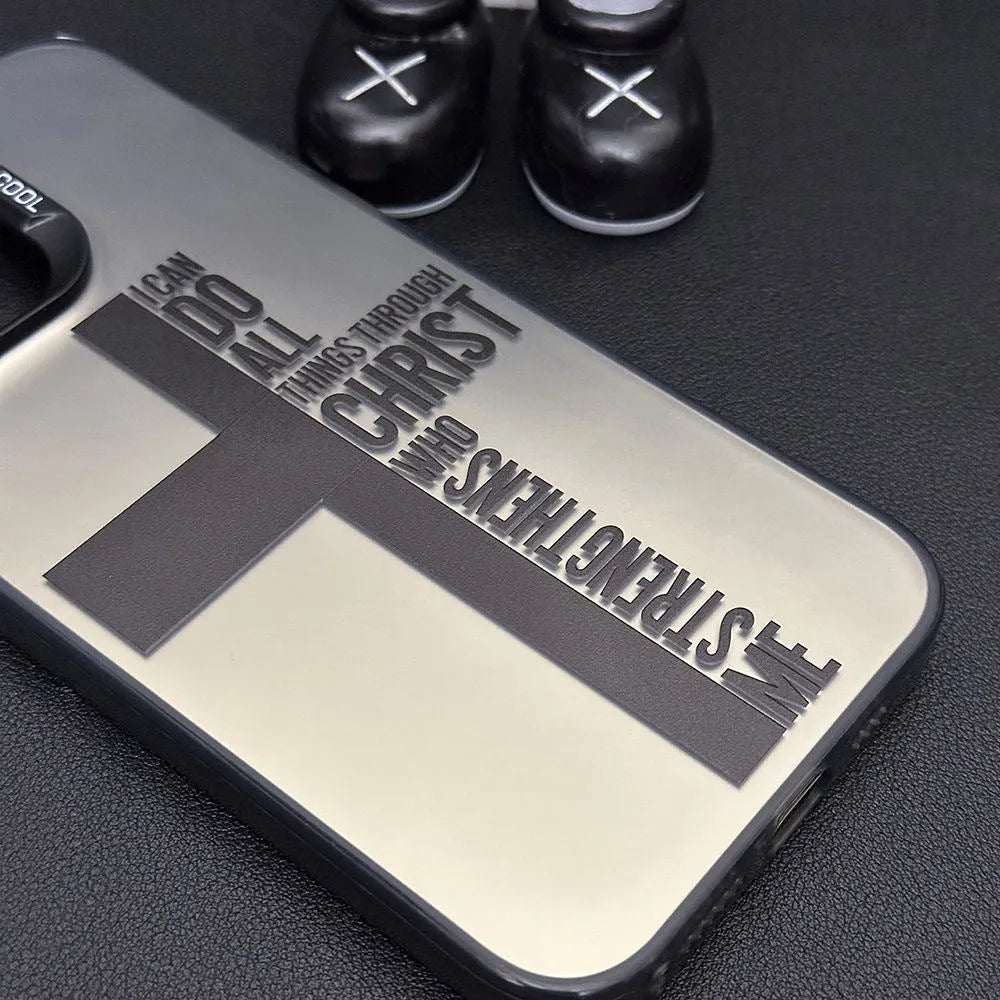 Cross English colour silver drop-resistant hard PC phone case for Apple iPhone in black
