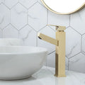 Nordic style brass brushed gold pull faucet for hot and cold water with square design