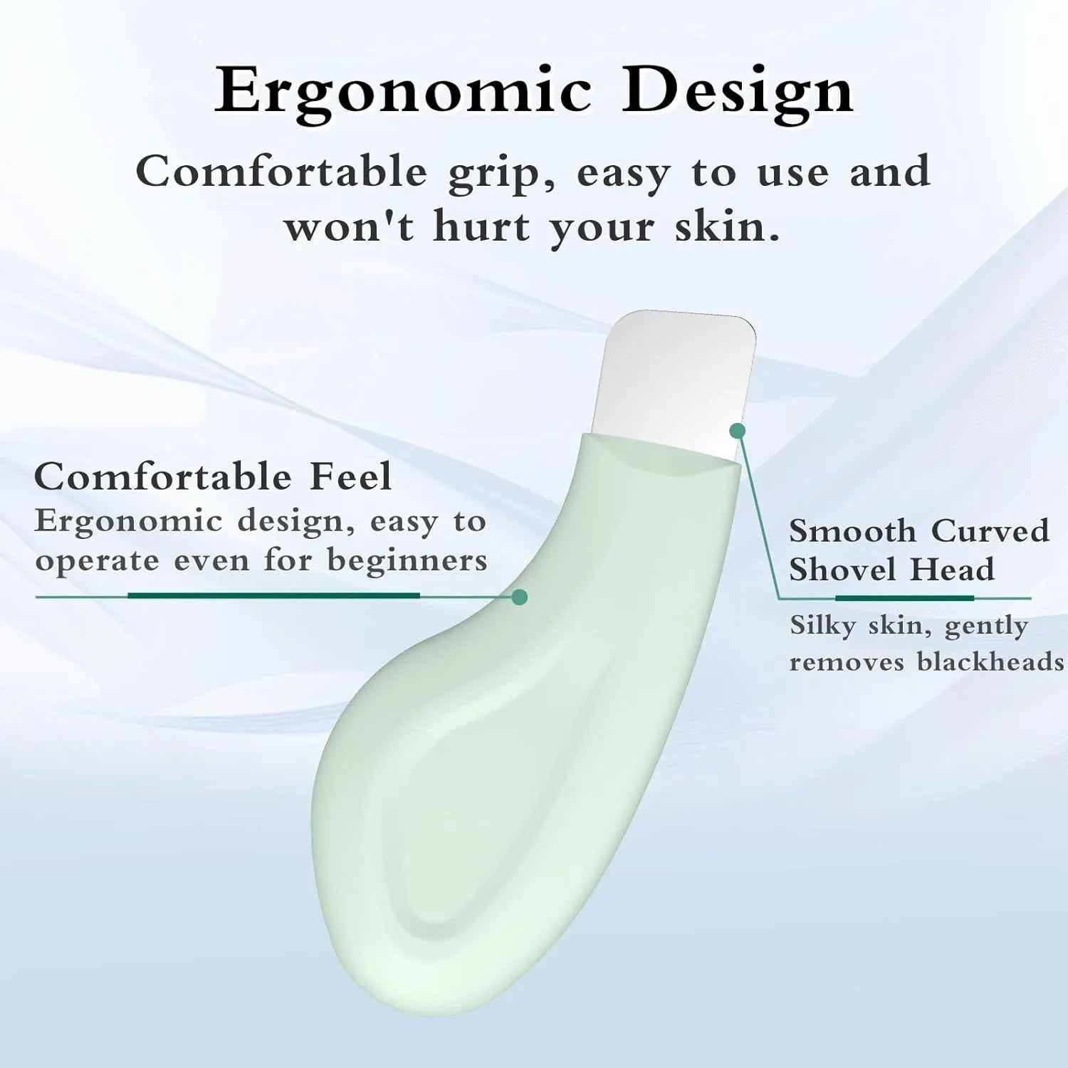 Stainless steel blackhead scraper tool with non-slip handle for facial pore cleaning