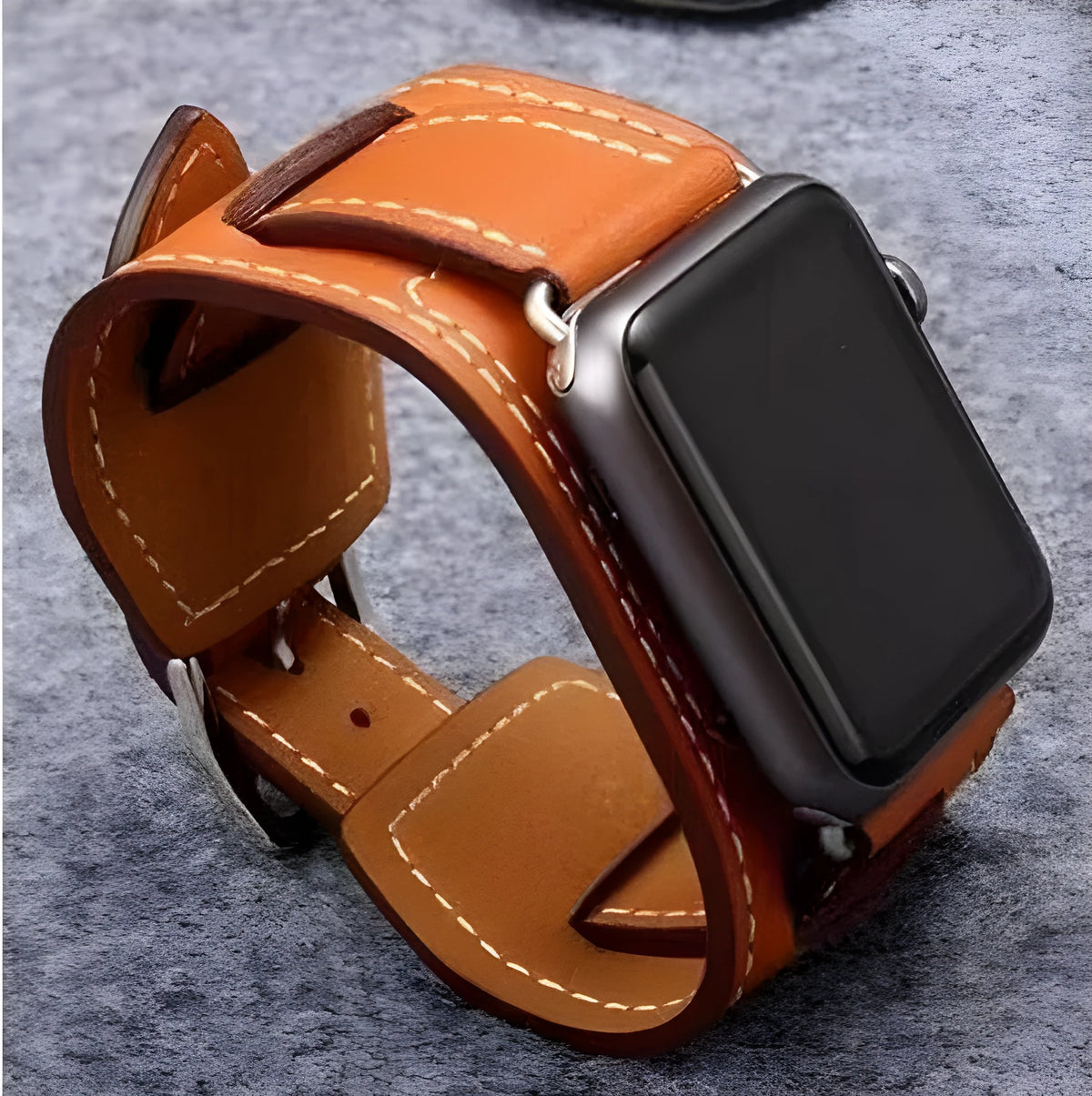 Leather watch strap belt in red, blue, black or brown, 38mm and 42mm width options for men and women
