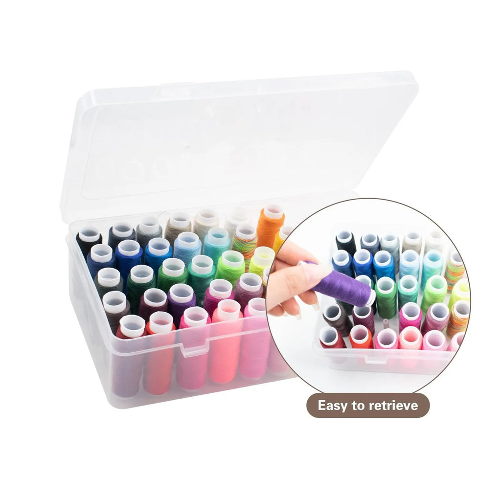 Transparent plastic embroidery storage box with 42 compartments for thread organisation