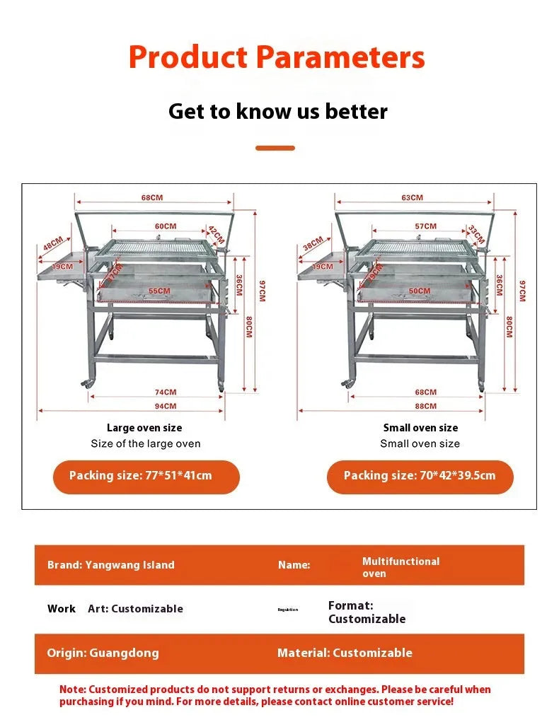 Flip BBQ large oven charcoal grill shown in a folded or detached state for portable storage.