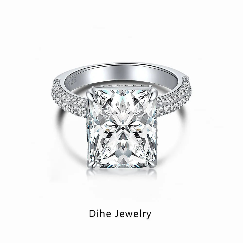 S925 sterling silver square candy ring for women in platinum colour, geometric quadrilateral shape, sizes 5 to 9