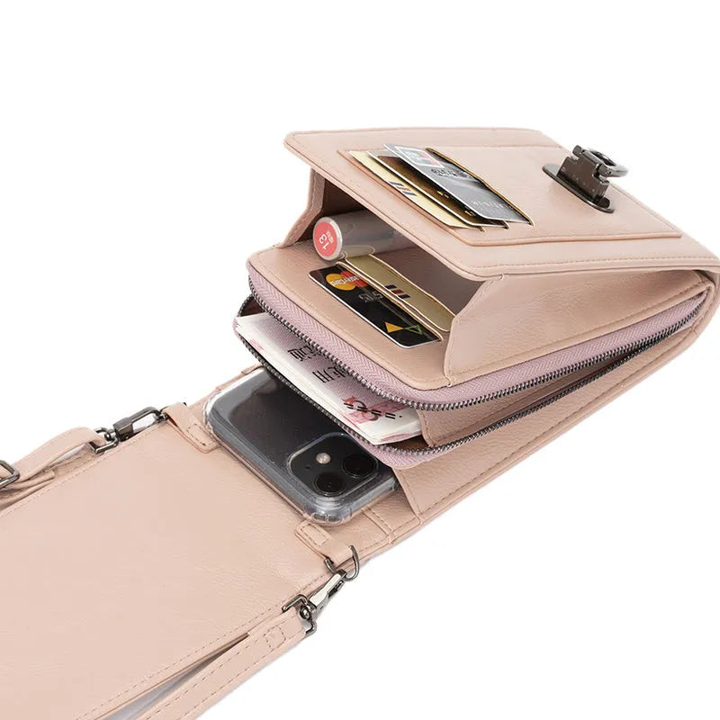 Rivet design crossbody bag for women in solid colour PU leather with card slot and cover closure