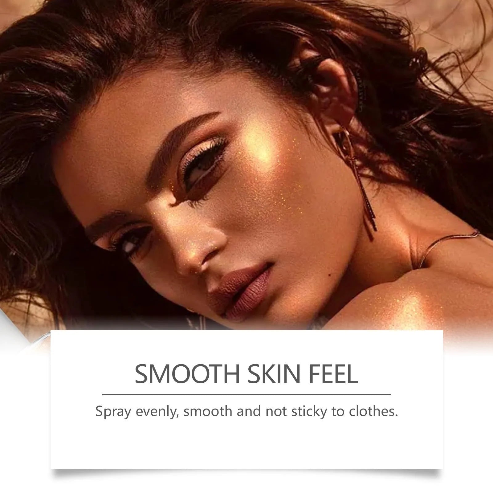 100ml shiny body spray bottle with water-based formula containing mica particles for skin highlighting