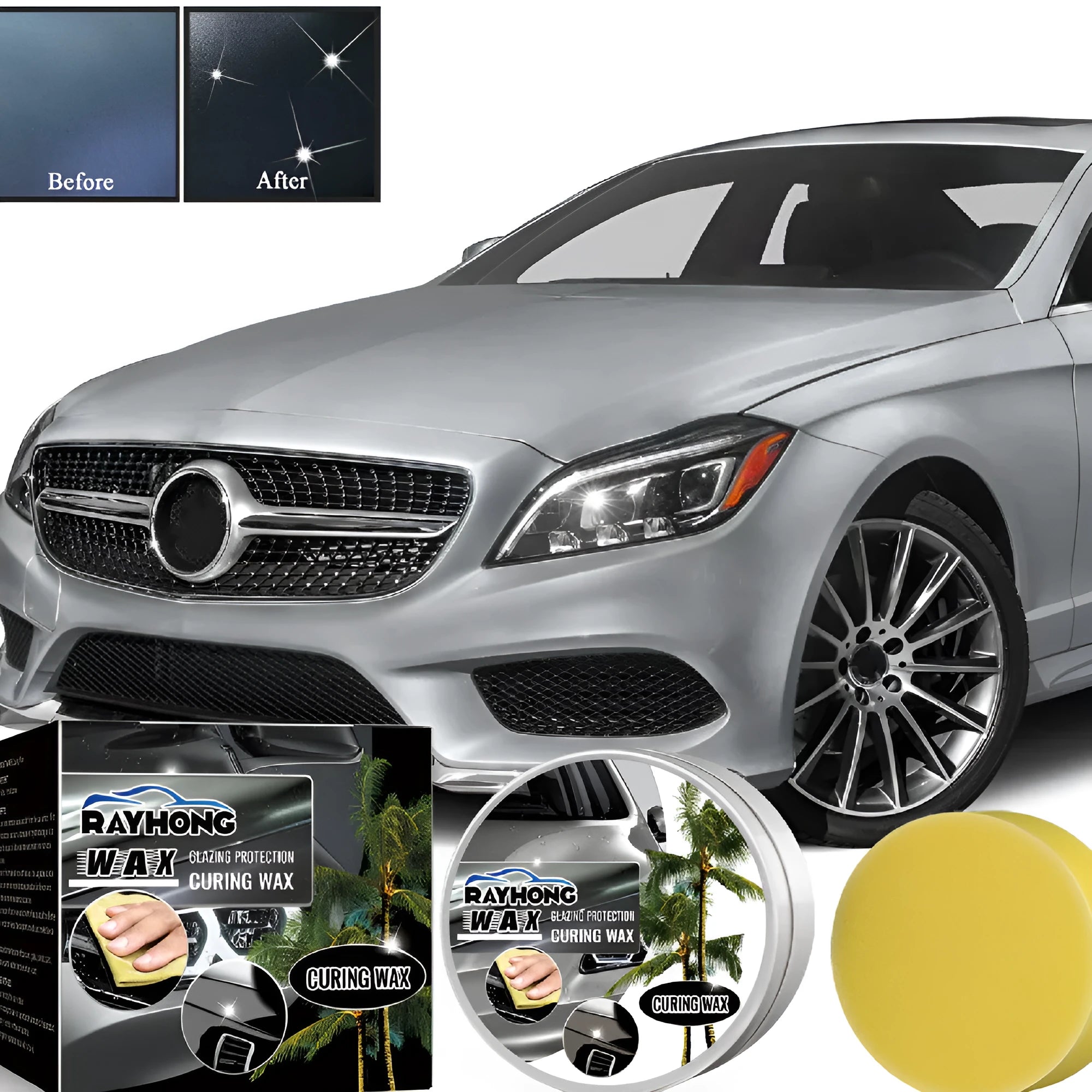 Car coating wax tin and sponge applicator for automotive paint protection